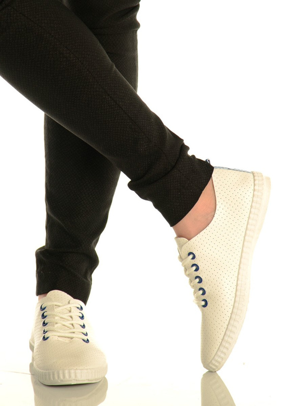 Damskie Trampki Tenisówki Karla Biało Niebieskie