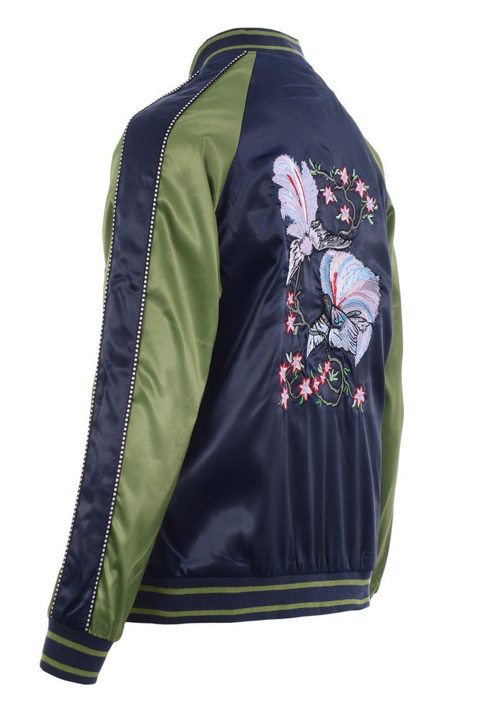 Damska Wiosenna Kurtka Bomberka Flek Klementyna Granatowo-Zielona