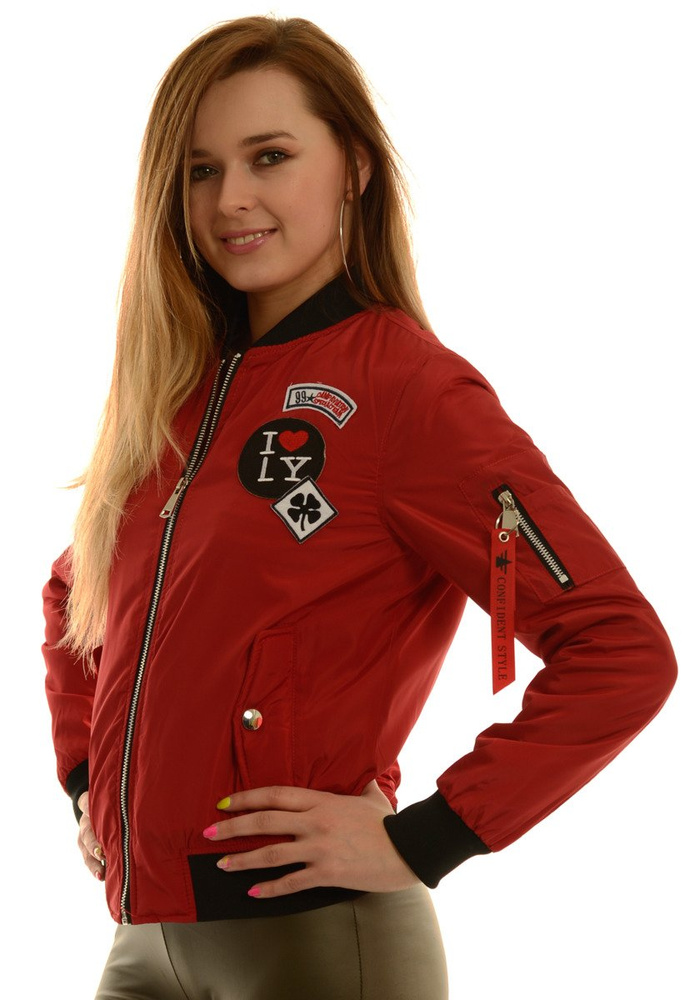 Damska Jesienna Kurtka Bomberka Elif Czerwona