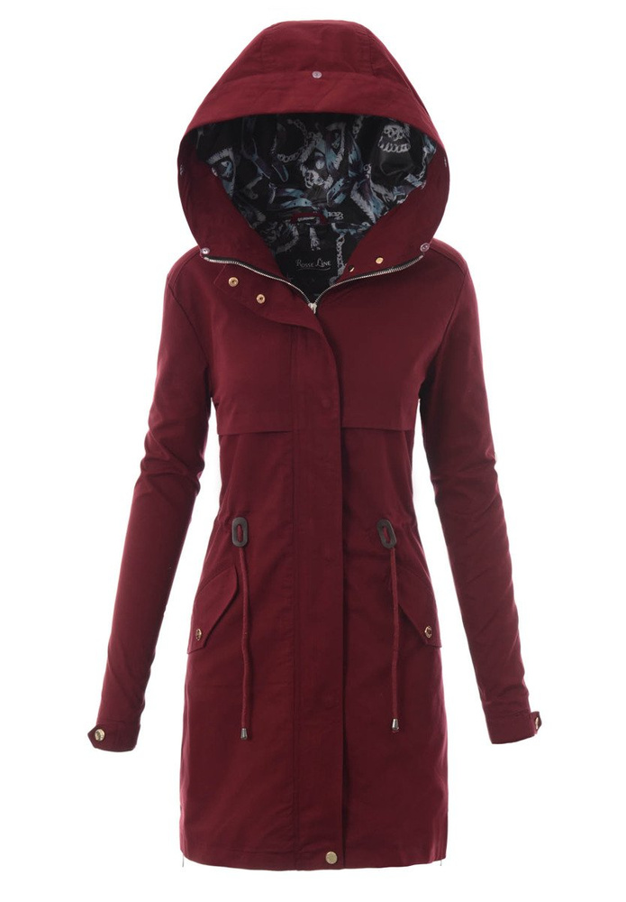 Damska Kurtka Parka Zimowa 2w1 Bordowa