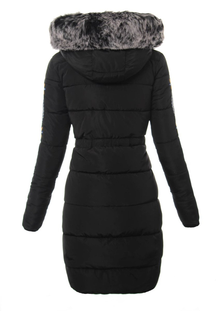 Damska Długa Zimowa Kurtka Ortalionowa Czarna