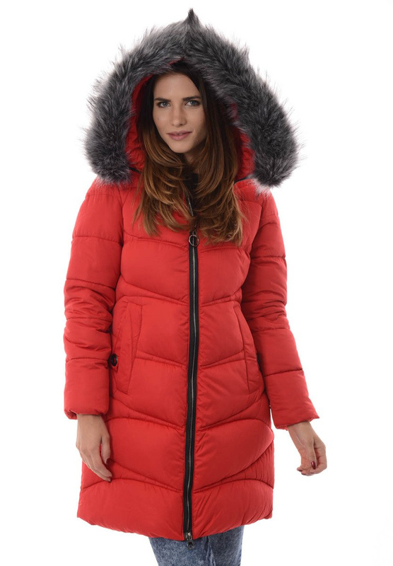 Damska Zimowa Kurtka Ortalionowa Klementyna Czerwona