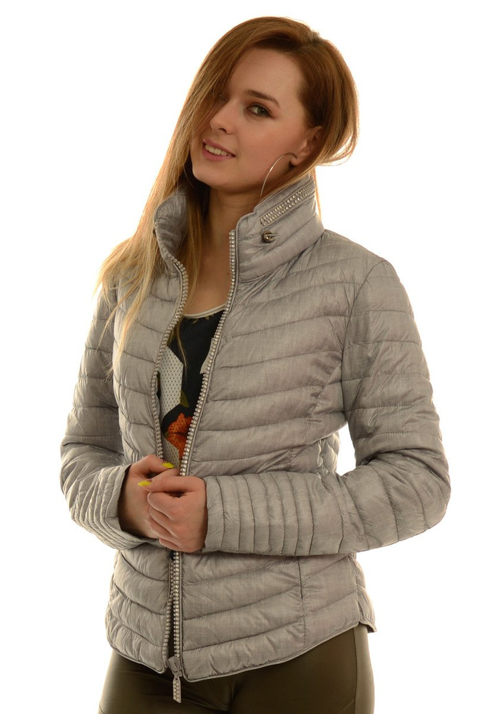 Damska Jesienna Wiosenna Kurtka Ortalionowa Szara Melanż