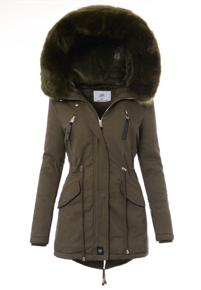 Kurtka Parka Aleksandra Zielona Z Zielonym Futrem