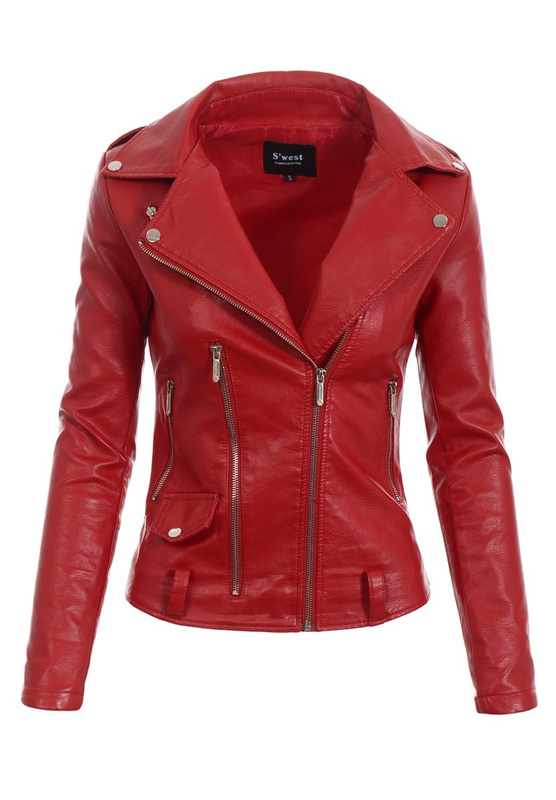 Damska Kurtka Ramoneska Czerwona