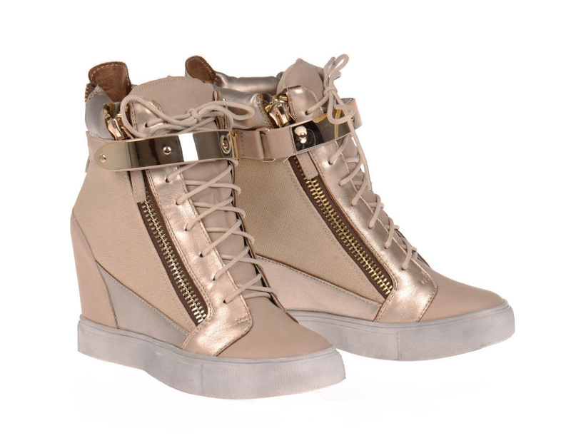 Damskie Botki Sneakersy Złote Ozdoby GOLD
