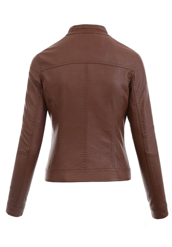 Damska Kurtka Ramoneska Klarisa Brązowa