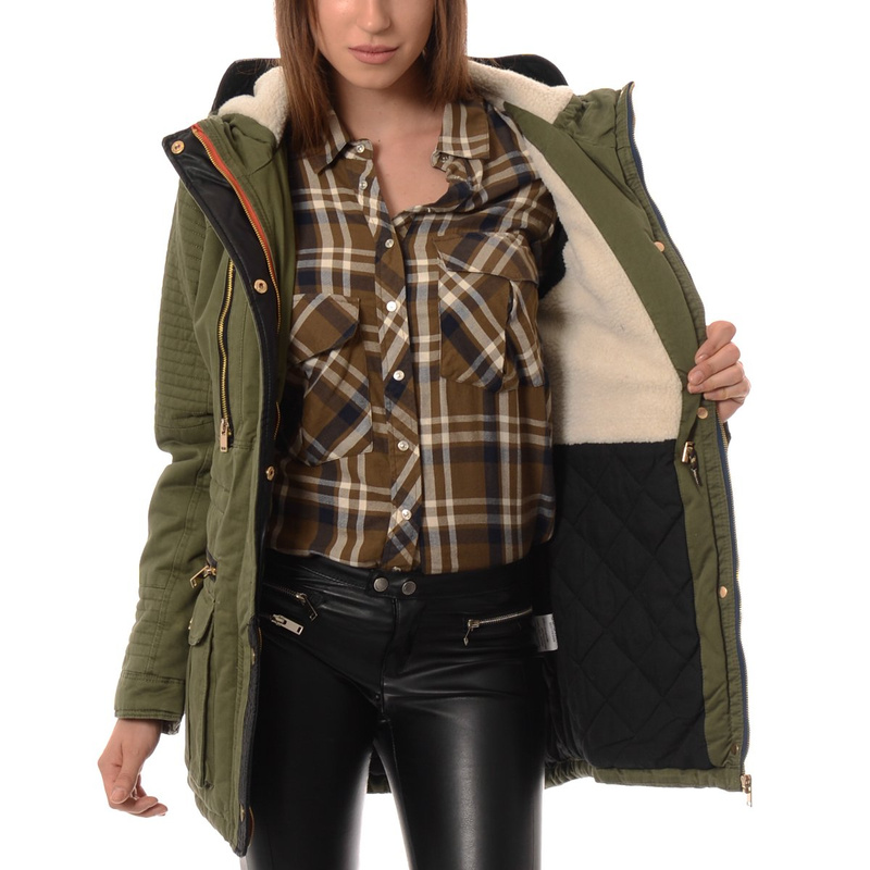 Damska Kurtka Parka Zimowa Zielona