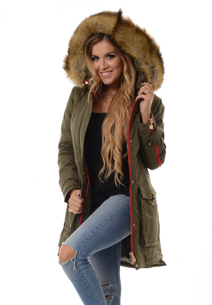 Damska Kurtka Parka Zimowa Zielona