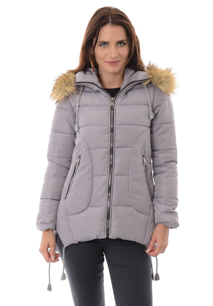 Damska Zimowa Ortalionowa Kurtka Pamela Szara