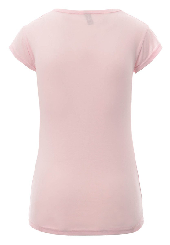 Damska Koszulka Krótki Rękaw Nadruk Kieszonka Różowa