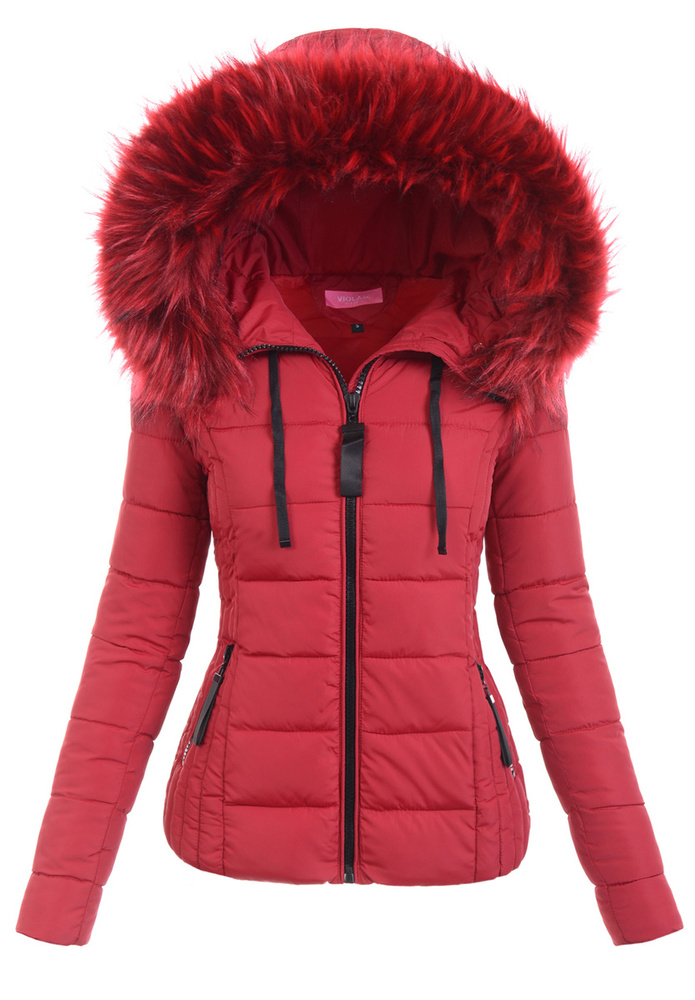 Damska Kurtka Zimowa Ortalionowa Bordowa