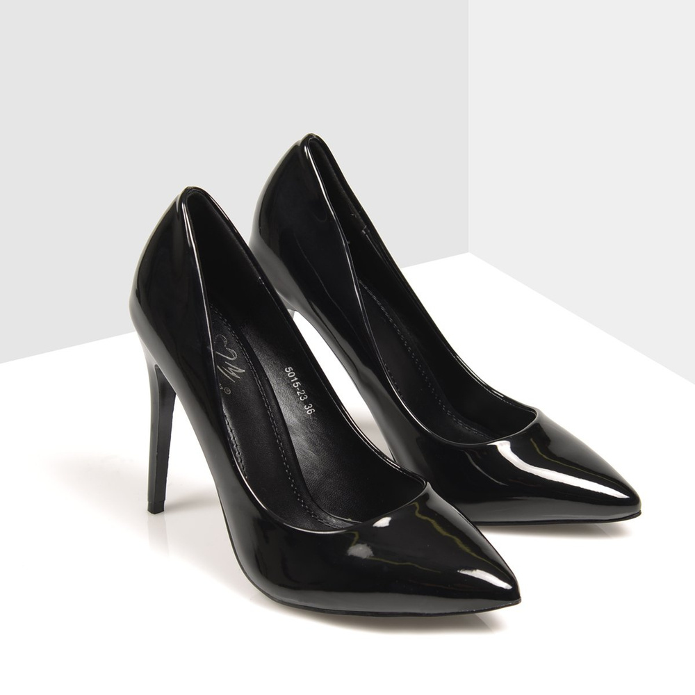 Szpilki w Szpic Lakierowane Czarne