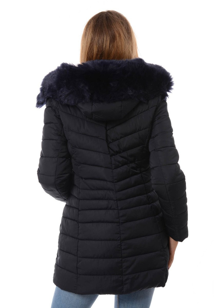 Damska Długa Zimowa Kurtka Ortalionowa Sylwia Granatowa