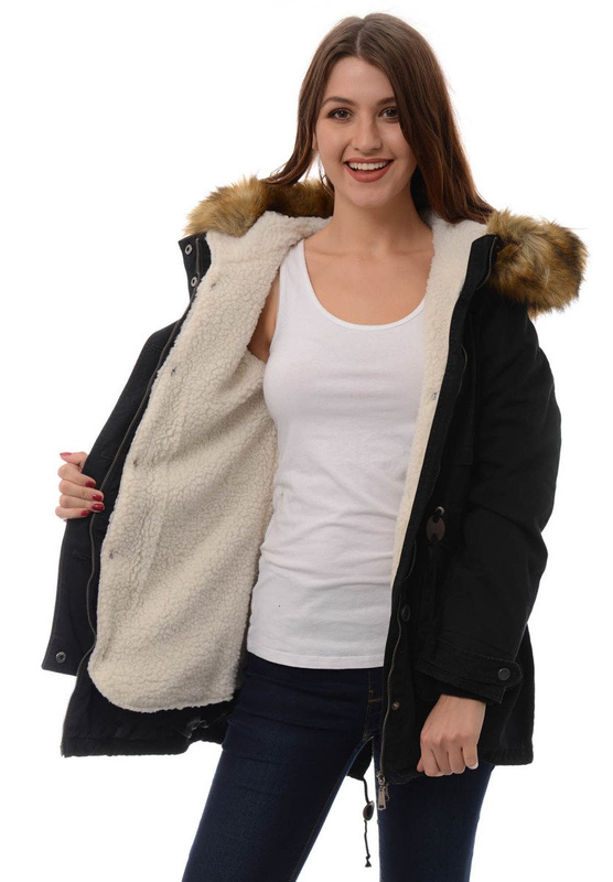 Damska Parka Kurtka Wiosenno Zimowa 2w1 Benita Czarna