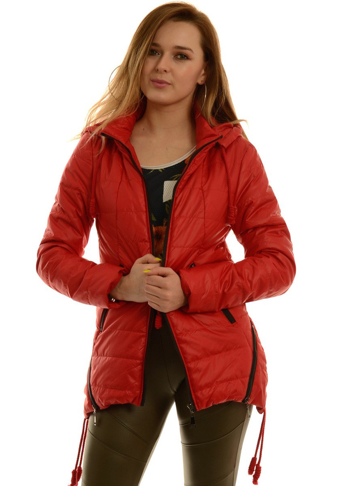 Damska Jesienna Wiosenna Kurtka Ortalionowa Asena Czerwona