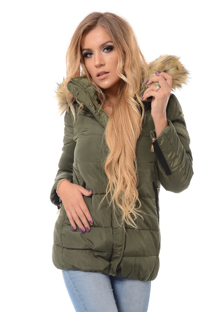 Damska Zimowa Kurtka Ortalionowa Renata Zielona