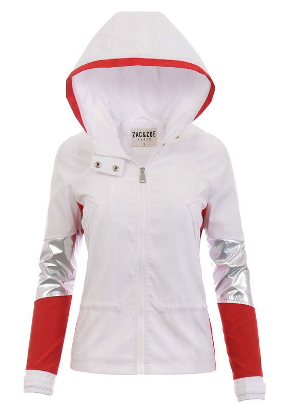 Damska Wiosenna Kurtka Majka Biało - Czerwona