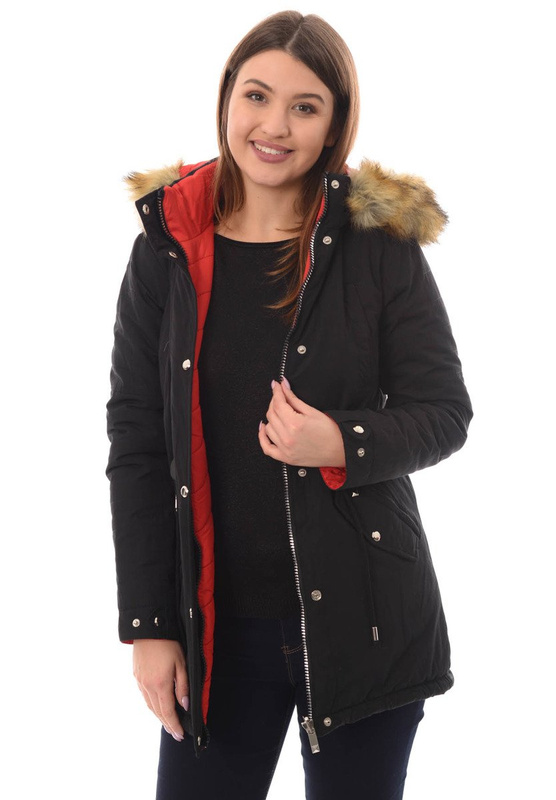 Damska Dwustronna Zimowa Kurtka Adriana Czarna