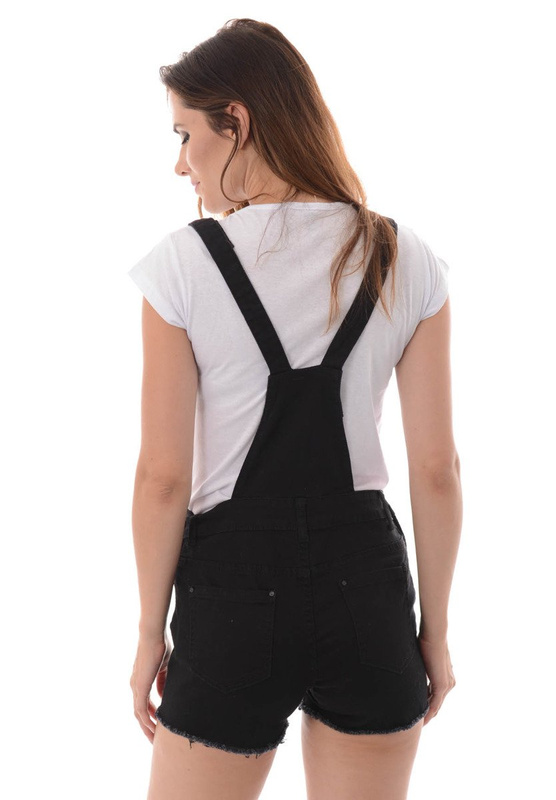 Damskie Spodenki Ogrodniczki Jeansowe Czarne