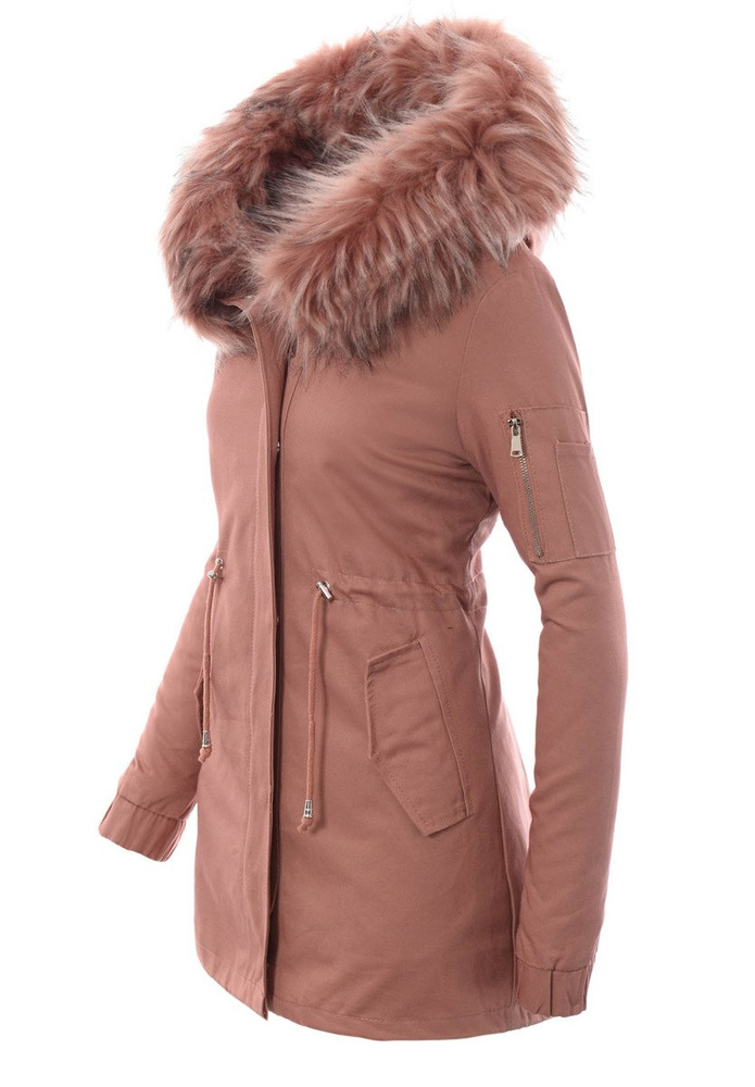 Piękna Damska Kurtka Parka 2w1 Emilia Różowa