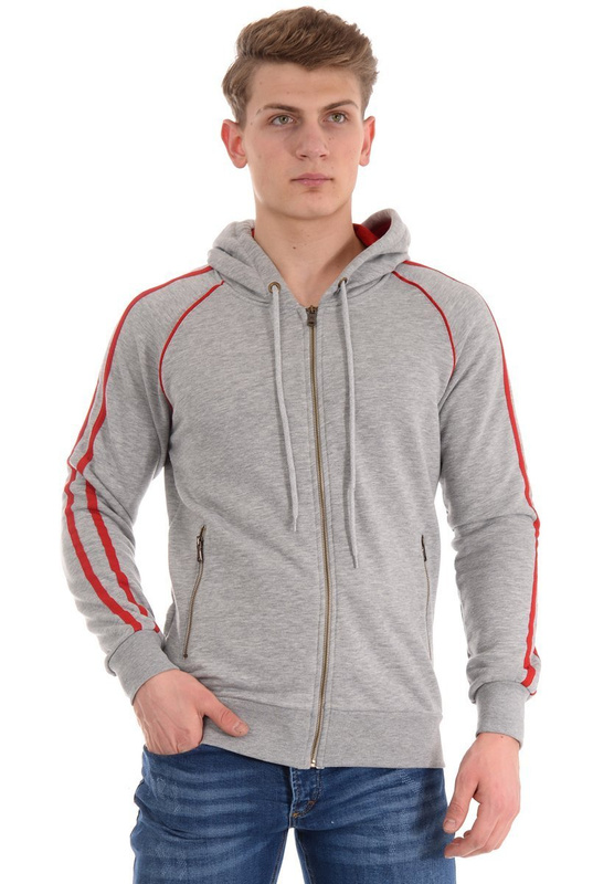 Męska Bluza Z Kapturem Szara