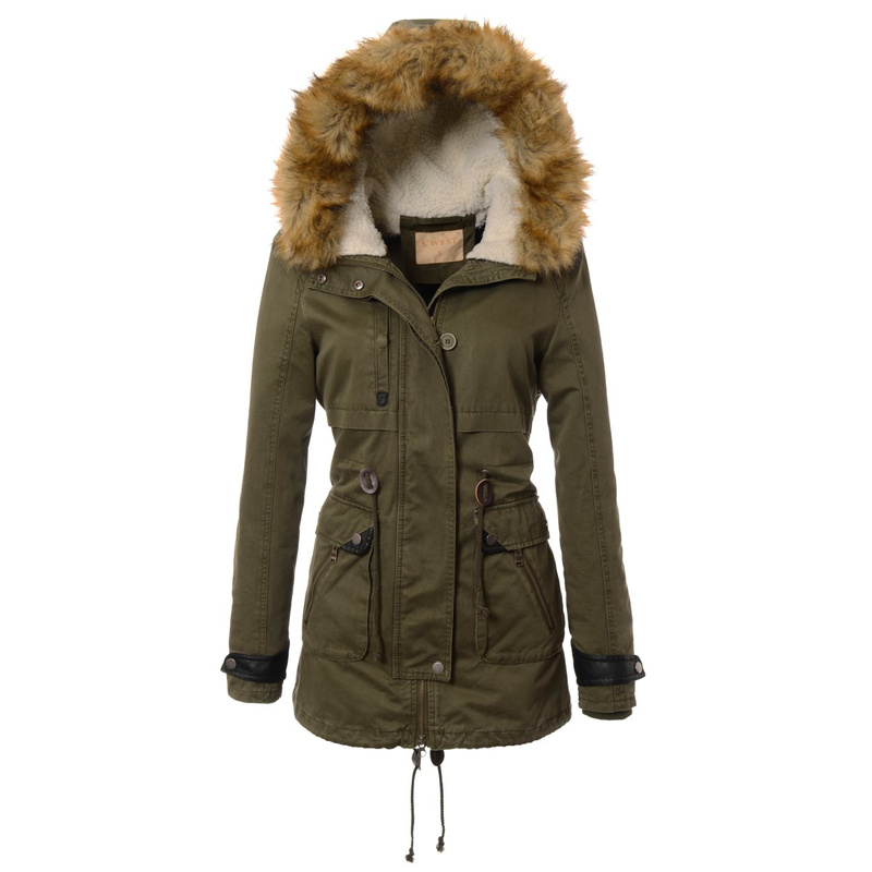 Damska Parka Kurtka Zimowa 2w1 Zielona