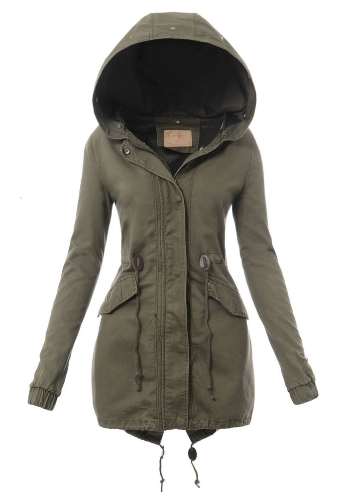 Damska Kurtka Parka Zimowa 2w1 Zielona z Białym Futerkiem