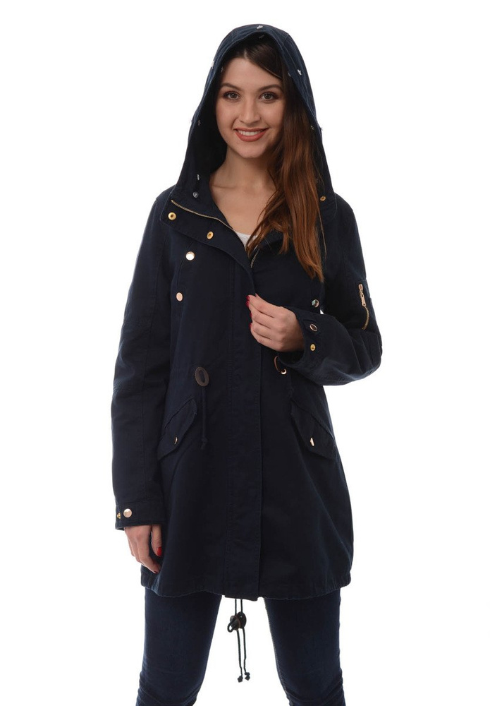 Damska Kurtka Parka Zimowa 2w1 Mila Granatowa Z Białym Futerkiem