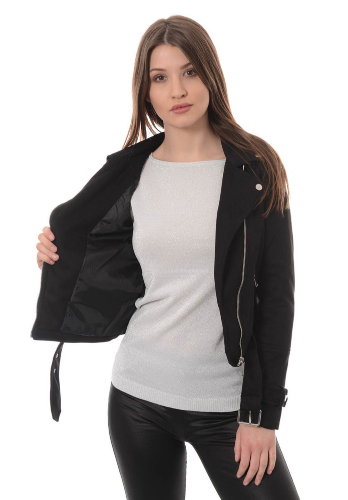 Ramoneska Nela w Kolorze Czarnym z Zamszu