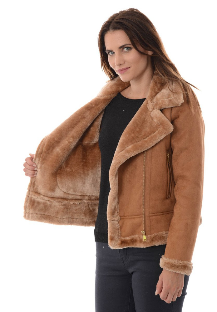 Damska Zimowa Kurtka Kożuszek Aurora Brązowa