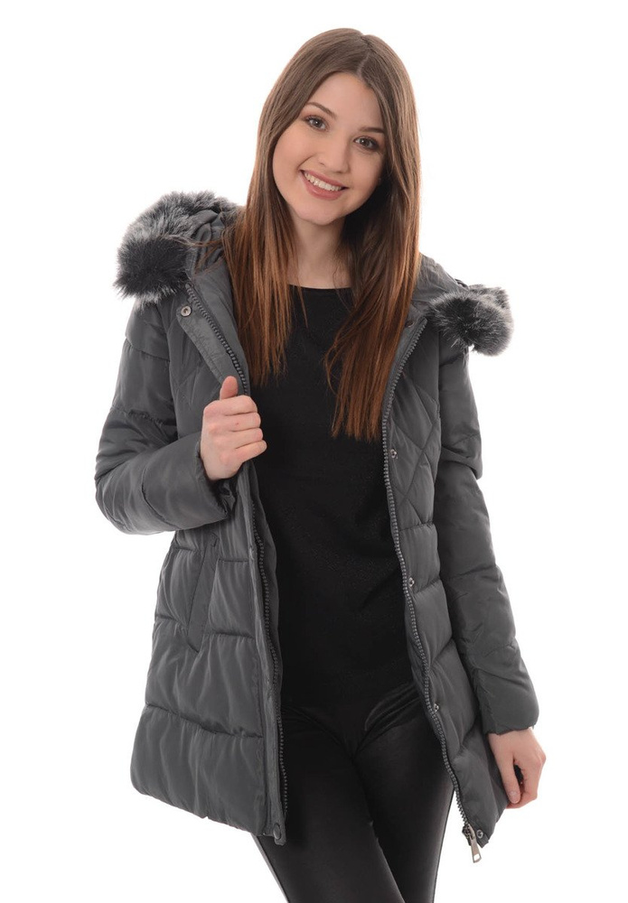 Damska Zimowa Kurtka Ortalionowa Szara