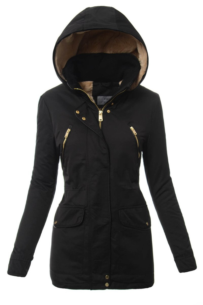 Damska Kurtka Parka Ortalionowa Zimowa Czarna