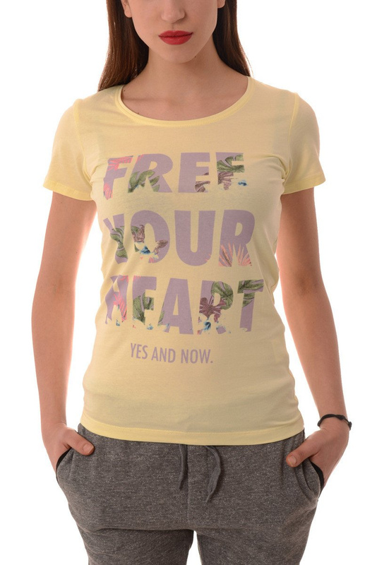 Bluzka Damska T-shirt Krótki Rękaw Żółta