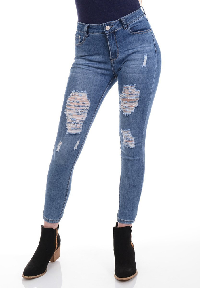 Damskie Spodnie Jeansowe Niebieskie