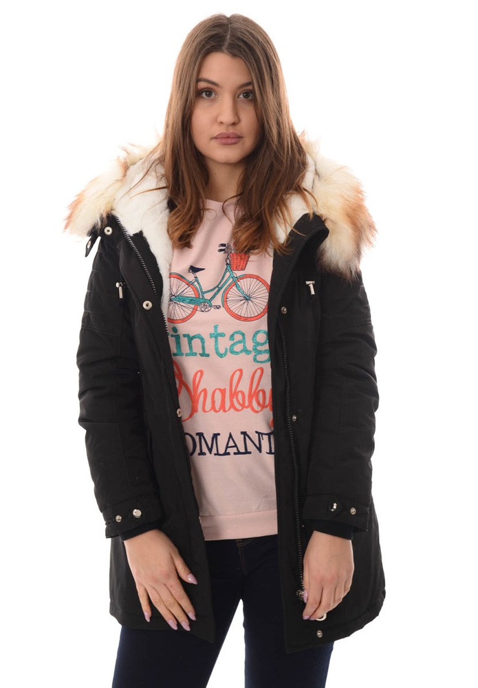 Damska Zimowa Kurtka Ortalionowa Czarna