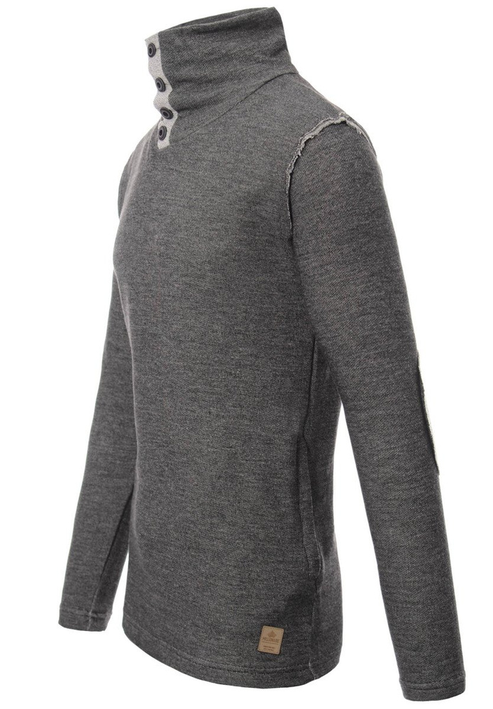 Męska Bluza Z Wysokim Kołnierzem Melanż Szary