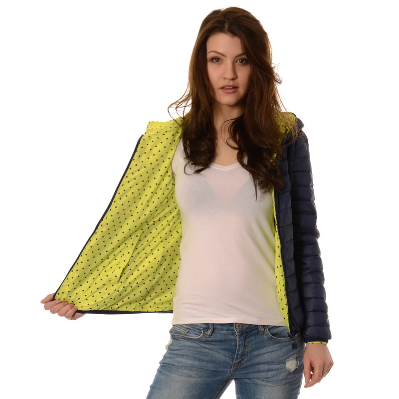 Damska Dwustronna Wiosenna - Jesienna Kurtka Ortalionowa Nadia Granatowo Limonkowa