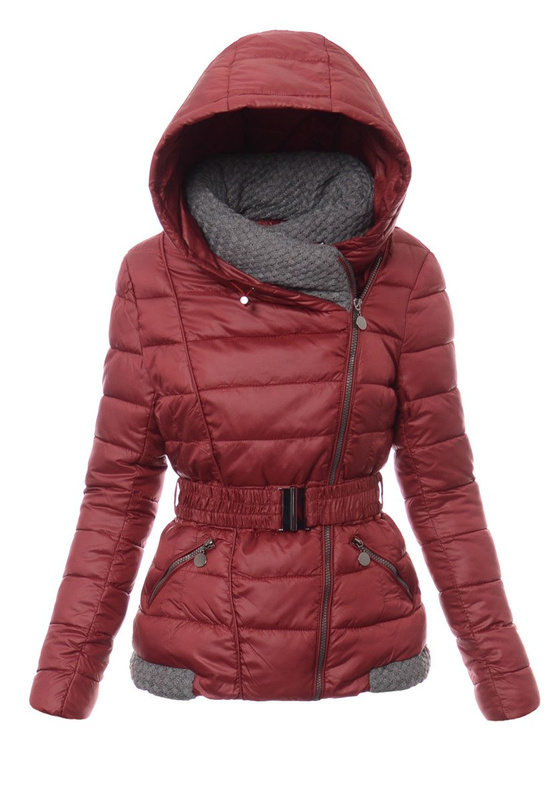 Damska Zimowa Ortalionowa Kurtka Alisa Bordowa