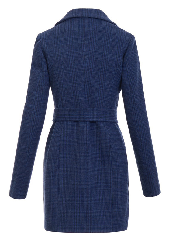 Dzianinowy Płaszcz Wiosenno- Jesienny Granatowy 