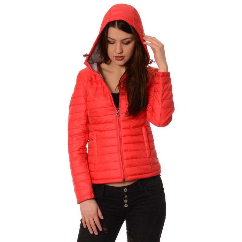 Damska Wiosenna - Jesienna Kurtka Ortalionowa Malinowa