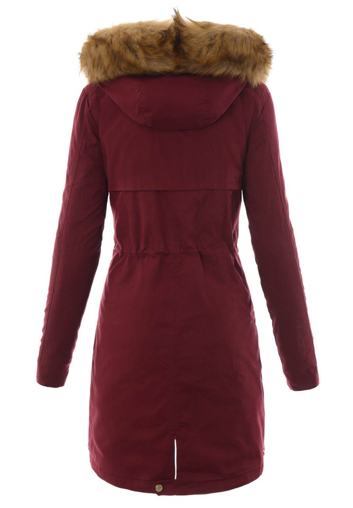 Damska Kurtka Parka Zimowa 2w1 Bordowa