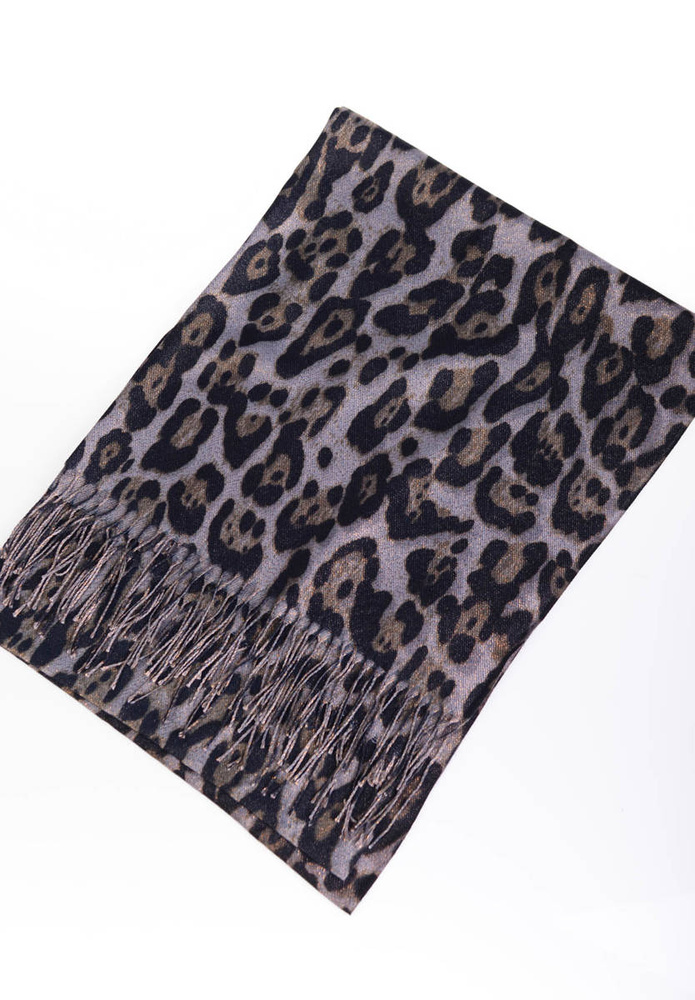 Szal Damski Szary W Panterkę