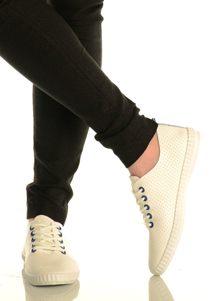 Damskie Trampki Tenisówki Karla Biało Niebieskie