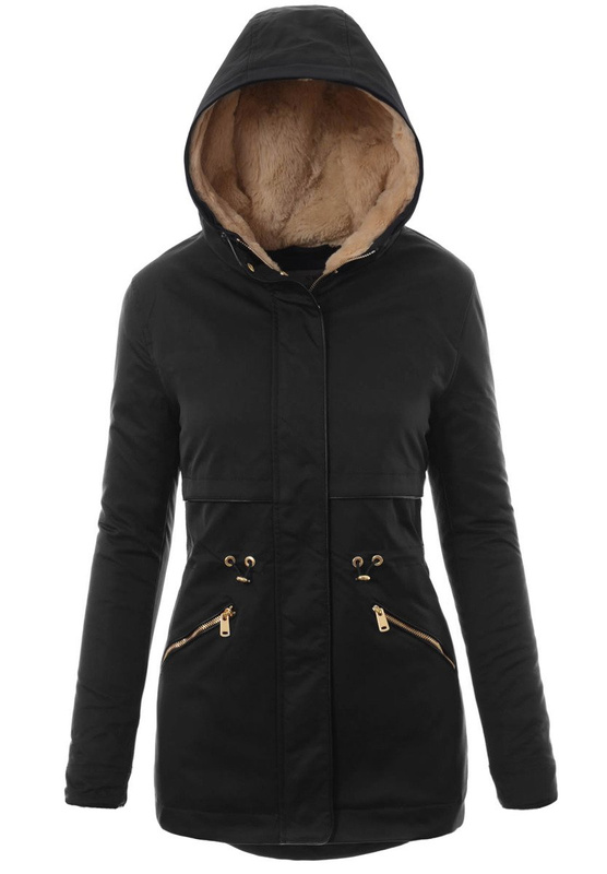Damska Kurtka Parka Ortalionowa Zimowa Czarna