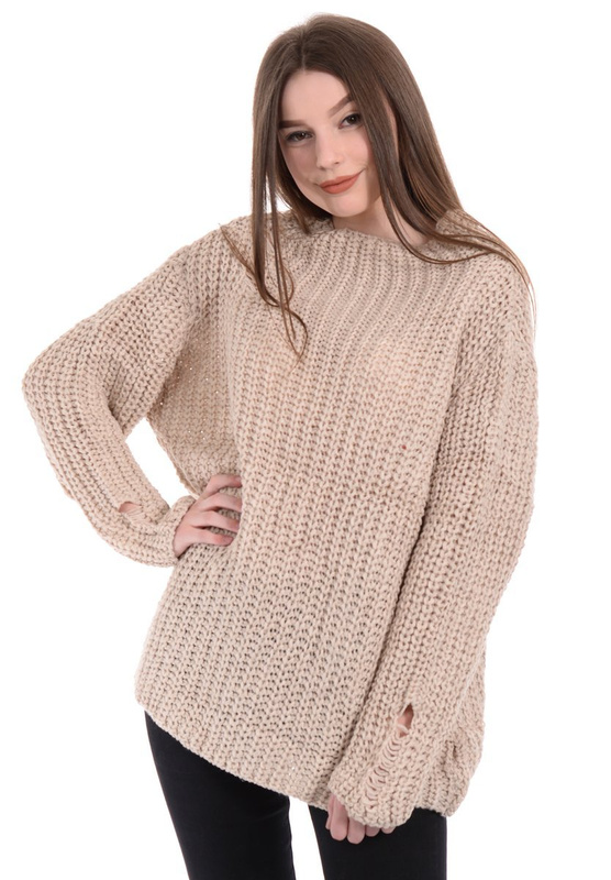 Damski Sweter Oversize Beżowy