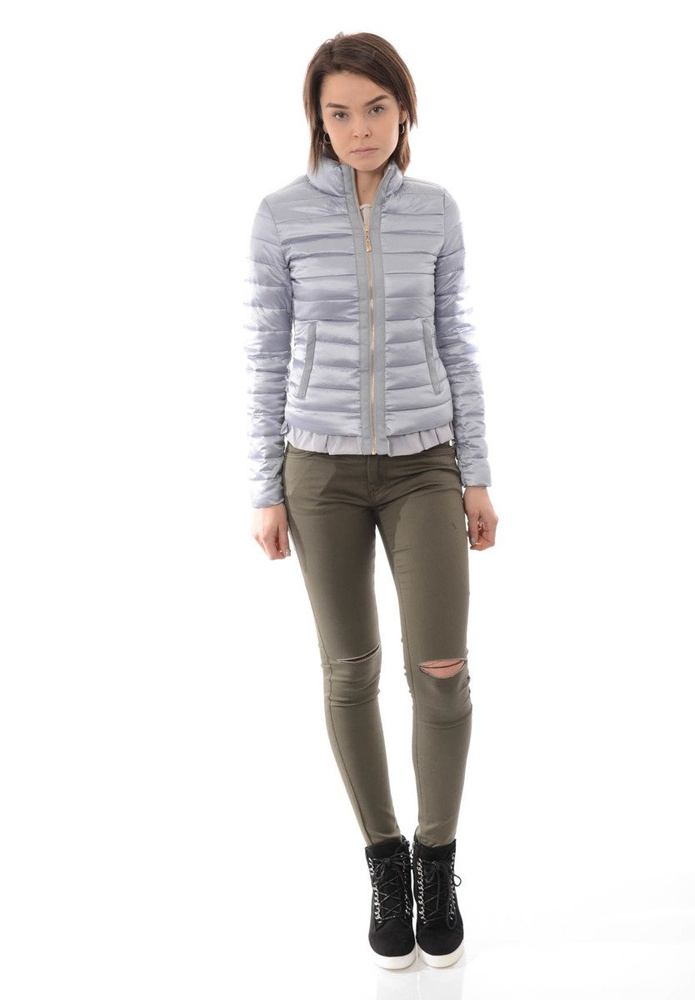 Damska Wiosenna Kurtka Srebrna