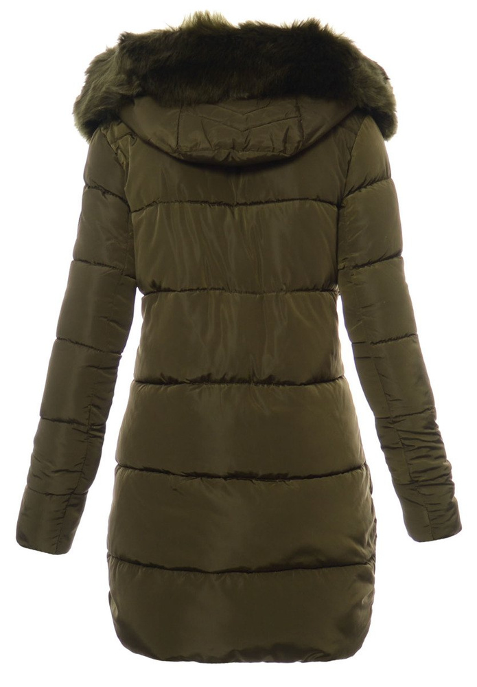 Damska Długa Zimowa Kurtka Ortalionowa Zielona