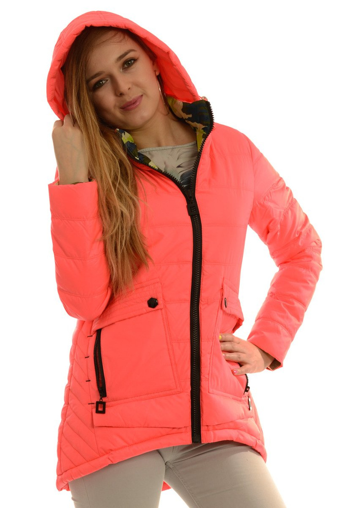 Damska Jesienna Wiosenna Kurtka Tamara Różowa Neonowa