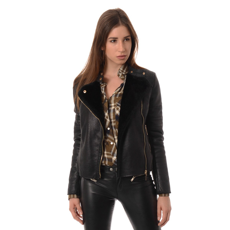 Damska Ramoneska Futerko Czarna